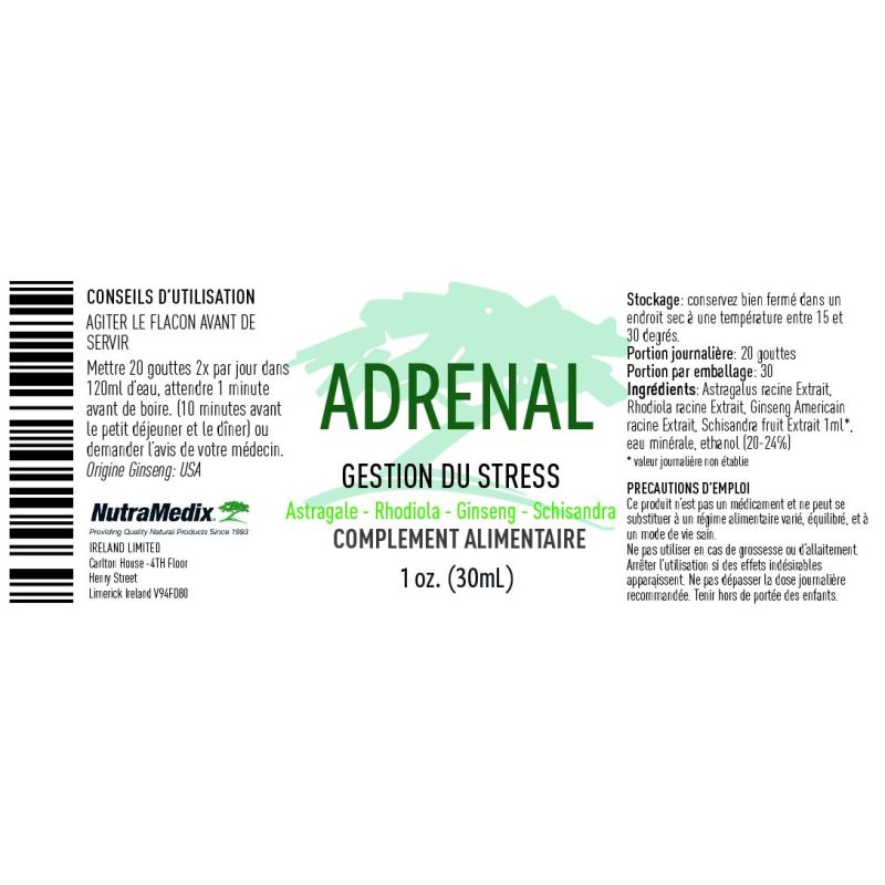 Adrenal 30ml | Astragale, Rhodiole, Ginseng | Nutramedix