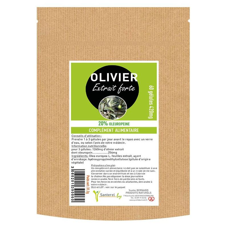 OLIVIER feuilles EXTRAIT 60 gelules 420mg - OLEA EUROPAEA - SANTEREL