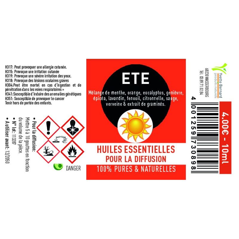 Huiles essentielles ETE 10ML pour la diffusion