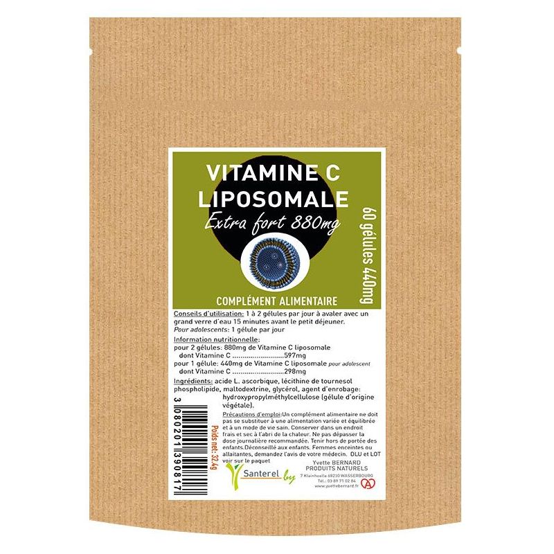 Vitamine C LIPOSOMALE EXTRA FORT 880mg - 60 GELULES  - SANTEREL Notre sélection