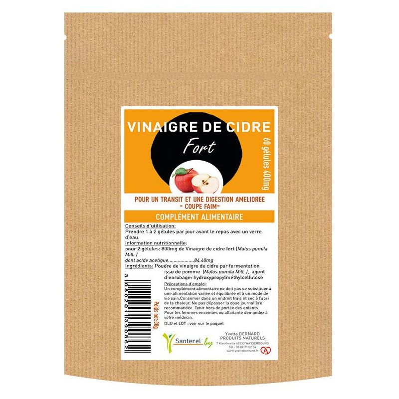 VINAIGRE DE CIDRE FORT 60 Gélules 450mg - Santerel