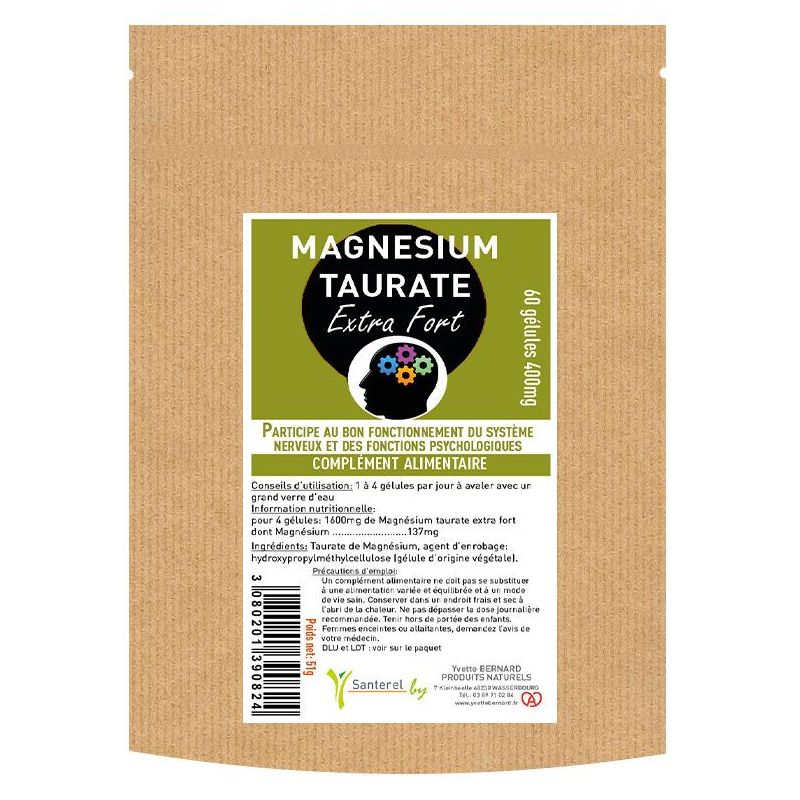 MAGNESIUM TAURATE EXTRA FORT 60 GELULES 400MG - Santerel