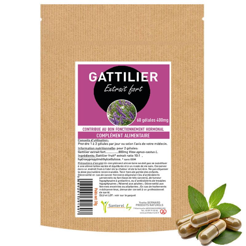 GATTILIER Extrait fort 60 gélules 400mg - SANTEREL