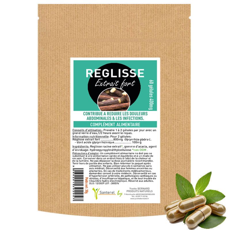 REGLISSE Extrait 60 gelules 400mg - SANTEREL