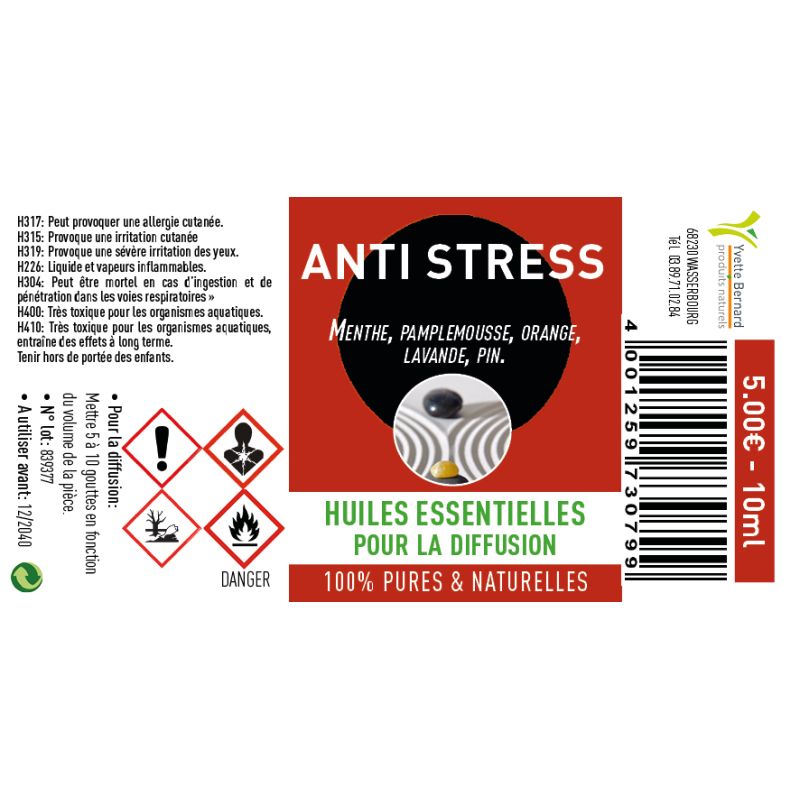 Huile essentielle ANTI STRESS 10ml - pour la diffusion