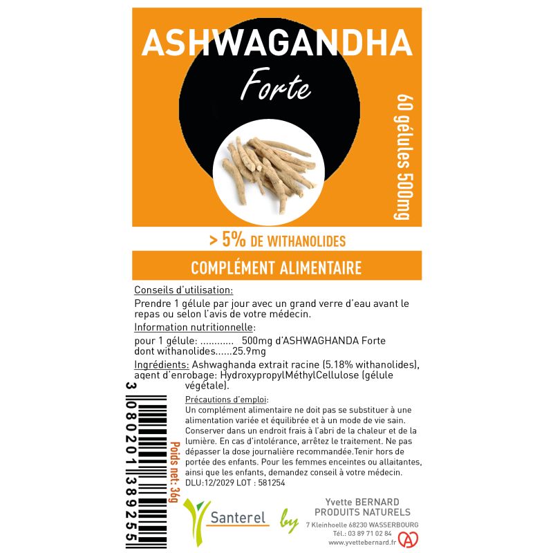 Ashwagandha Forte 500mg | 5% Withanolides | Santerel