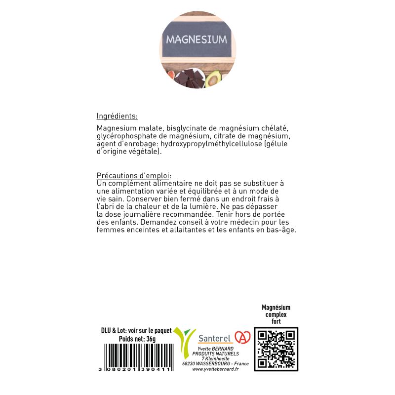 Magnesium Complex Fort 500mg | 4 Formes | 124mg Mg | Santerel