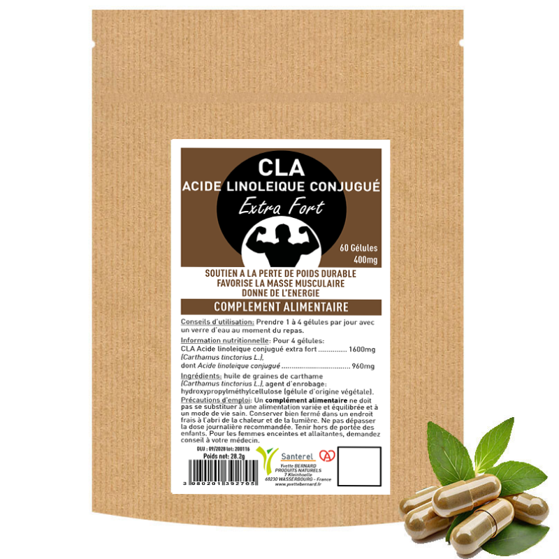 CLA Extra fort - Acide linoleique conjugué 60 gélules 400mg SANTEREL