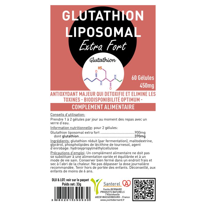 Glutathion Liposomal GSH 450mg | 60 Gélules | Santerel
