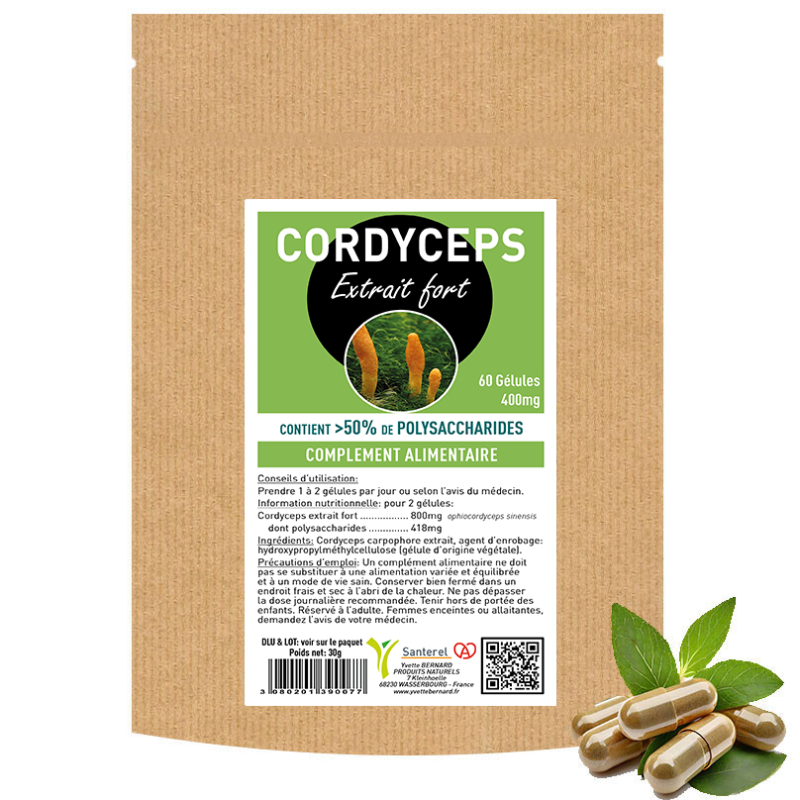 CORDYCEPS Extrait fort 60 gélules 400mg - Santerel