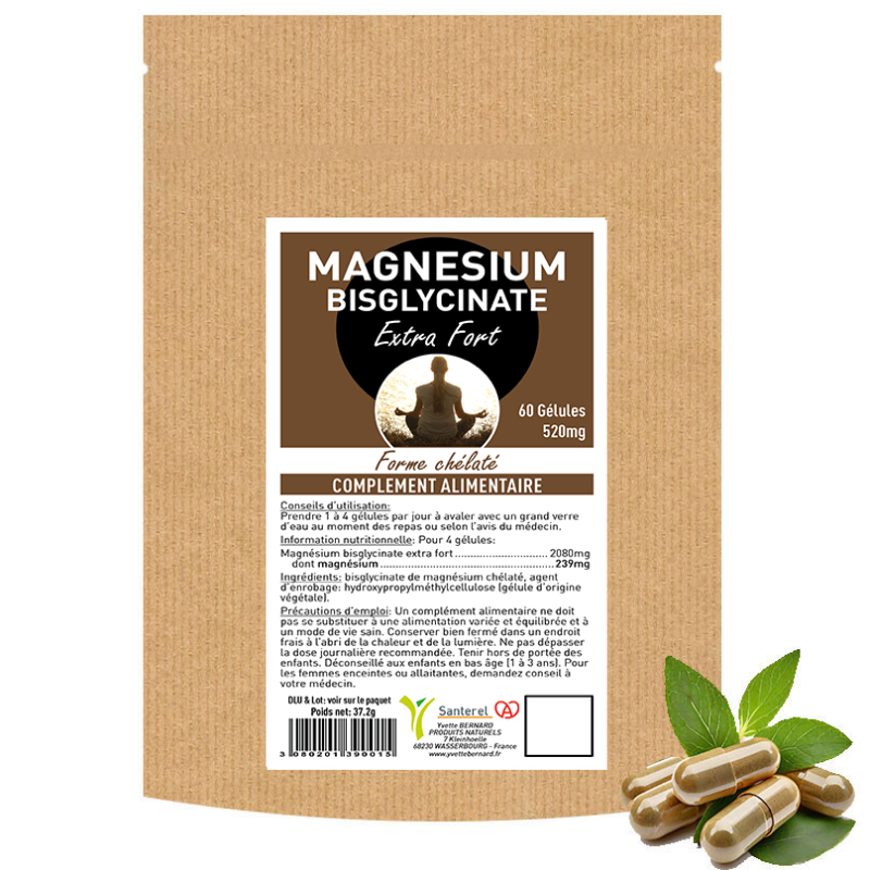 MAGNESIUM BISGLYCINATE extra fort 60 GELULES 520MG - Santerel