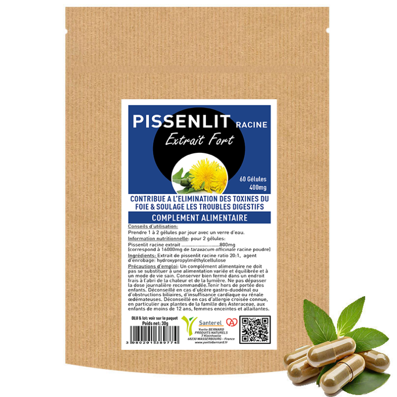 PISSENLIT RACINE extrait 'DANDELION'- 60 gélules 400mg - Santerel