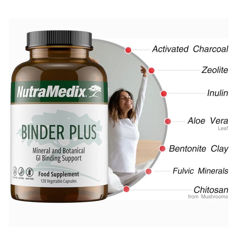 Binder Plus 120 Gélules | Zéolite, Charbon Actif | Nutramedix