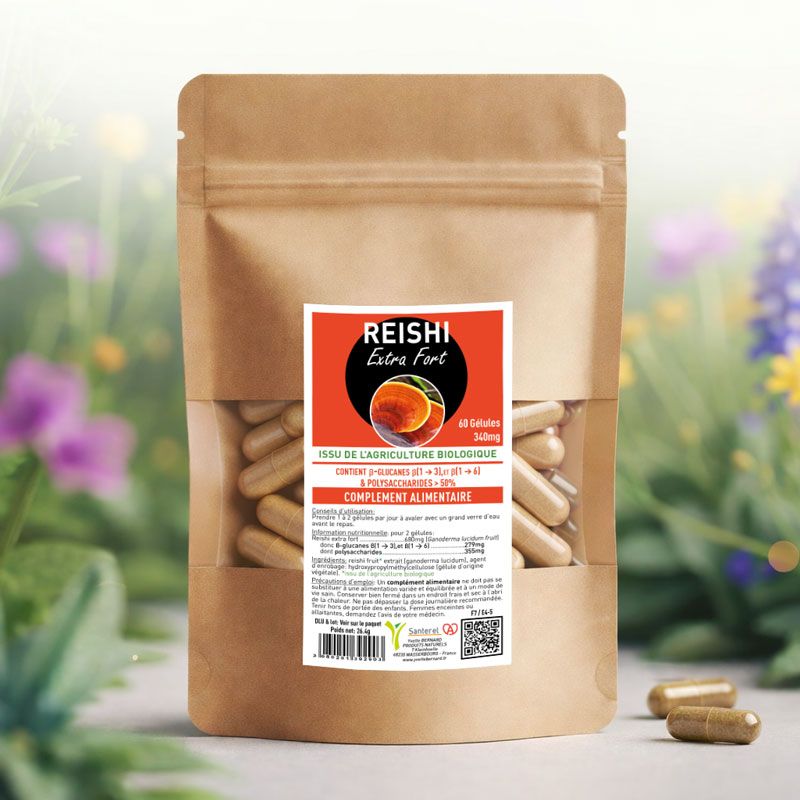 REISHI* Extra Fort 60 gelules 340mg - titré à 40% beta glucane - SANTEREL
