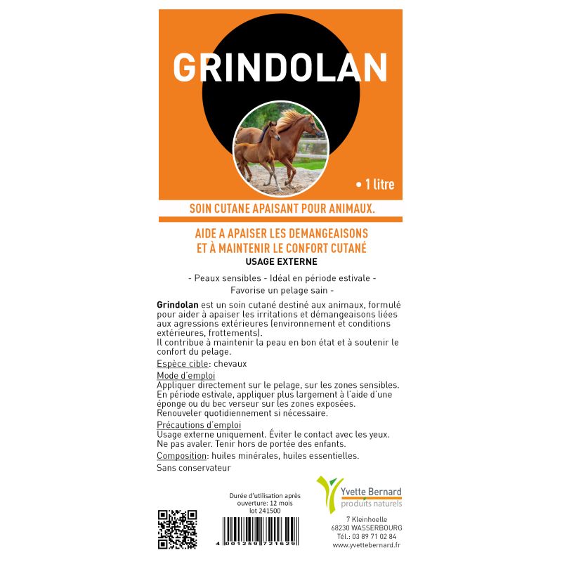 GRINDOLAN 1 litre | le soin cutané apaisant pour le confort des chevaux