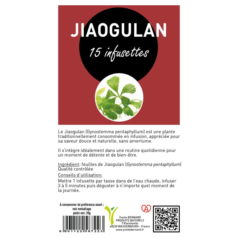 Jiaogulan 15 Infusettes | Sans Pesticide Détecté | Testé
