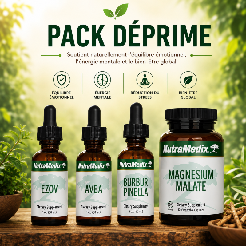 Pack DEPRIM'- Nutramedix - 1x Avea, 1x Burbur Pinella, 1x Ezov, 1x Magnésium Malate