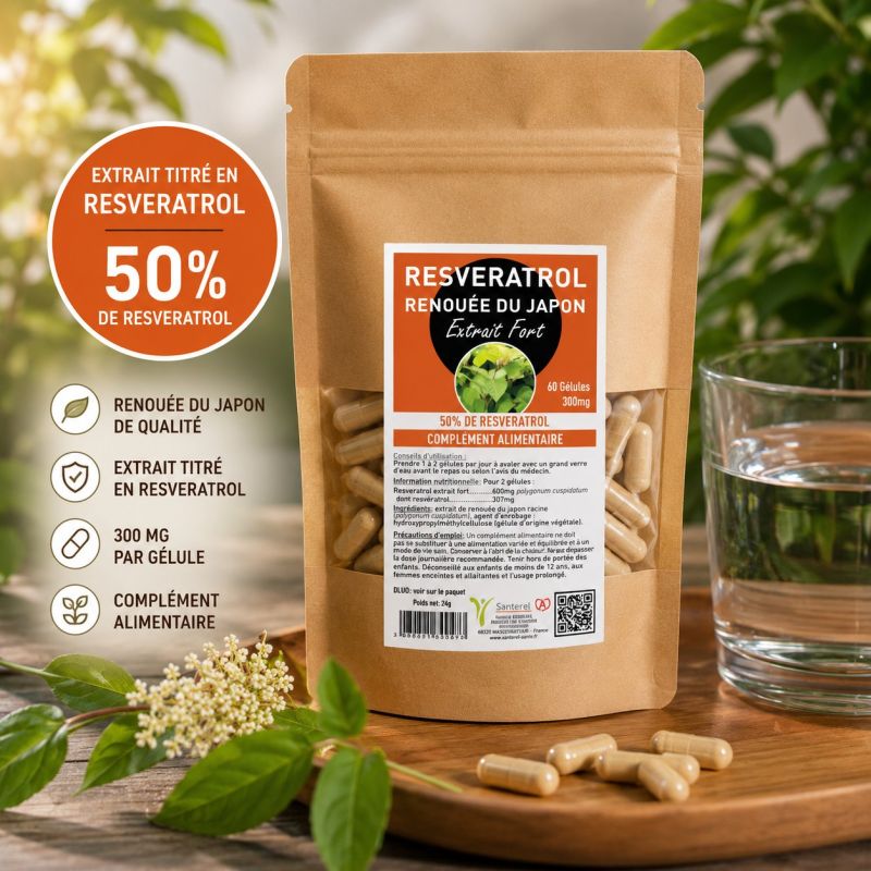 RENOUEE DU JAPON  Extrait fort  - RESVERATROL 50% - 60 gélules 300mg - SANTEREL