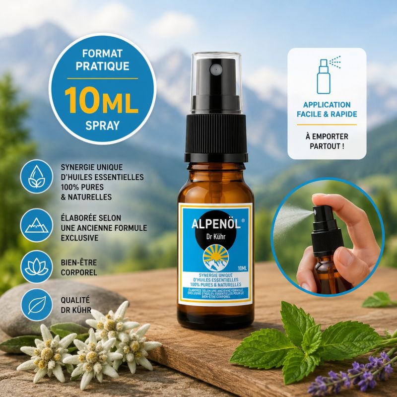 Alpenol spray 10ml – Synergie de 11 huiles essentielles naturelles