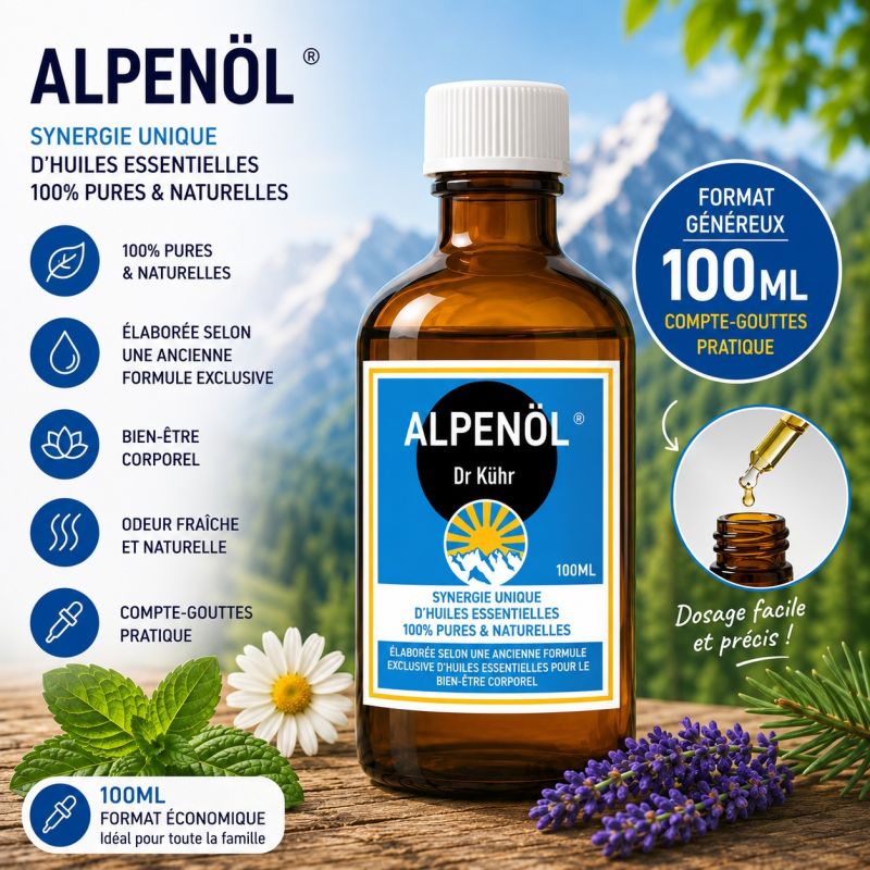 Alpenol 100ml – Synergie de 11 Huiles essentielles du Dr Kühr