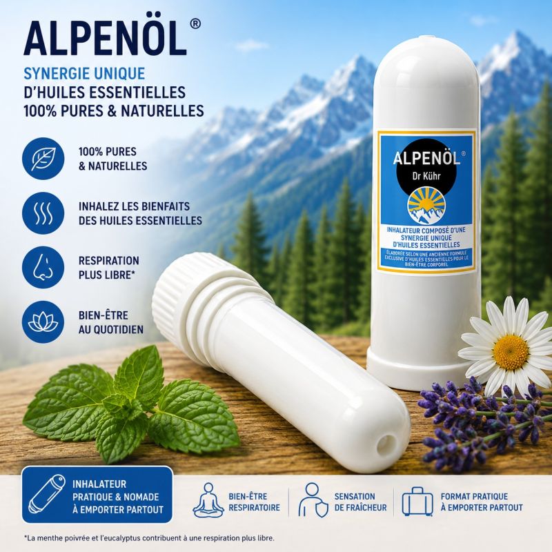 Alpenol Inhalateur – Synergie de 11 huiles essentielles du Dr KUHR
