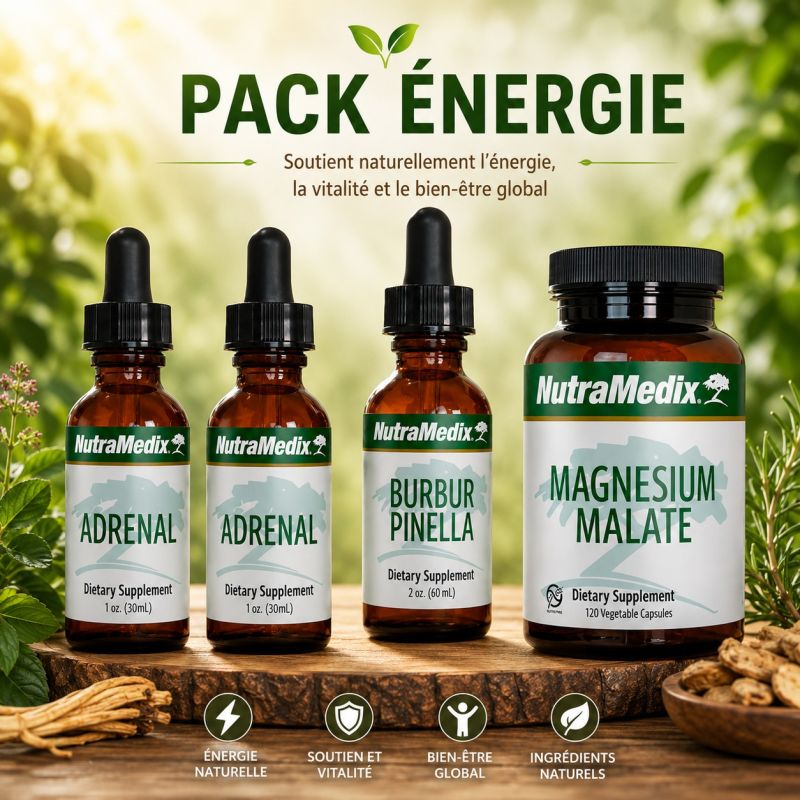 Pack ENERGIE - Nutramedix -2x Adrenal, 1x Burbur Pinella, 1x Magnesium Malate