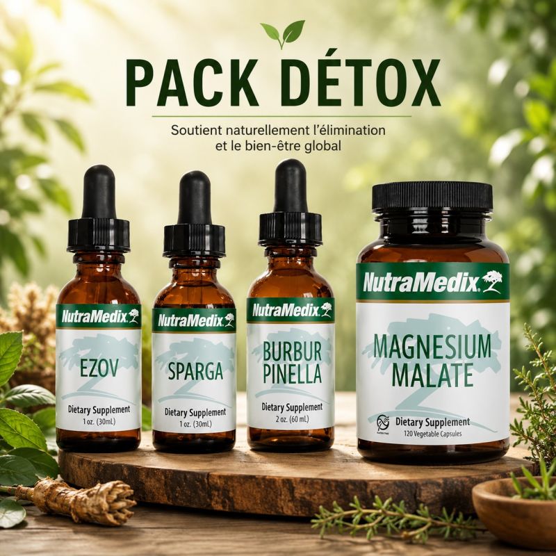Pack CURE DETOX - Nutramedix - 1x ezov, 1x Burbur Pinella, 1x Magnesium Malate, 1x Sparga