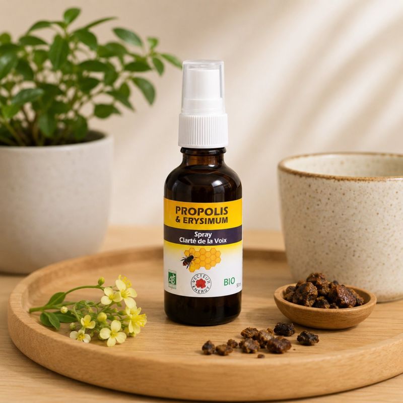 SPRAY GORGE PROPOLIS & ERYSIMUM BIO 50ML - SPRAY CLARTE DE LA VOIX - VECTEUR ENERGY