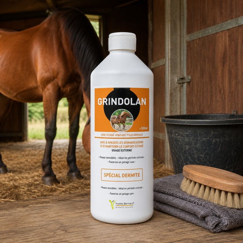 GRINDOLAN 1Litre: le soin cutané apaisant pour le confort des chevaux
