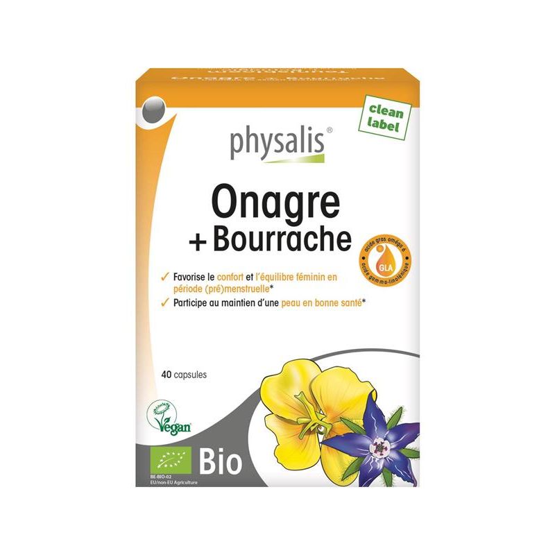Onagre + Bourrache Bio | Équilibre féminin & peau saine | Physalis