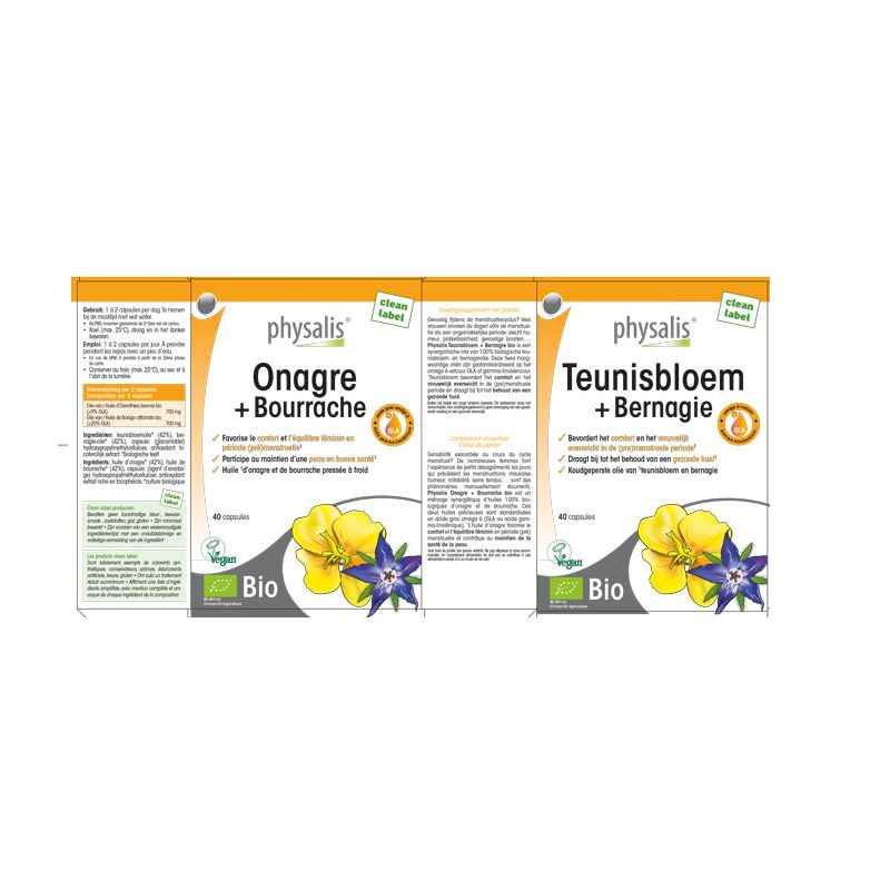Onagre + Bourrache Bio | Équilibre féminin & peau saine | Physalis