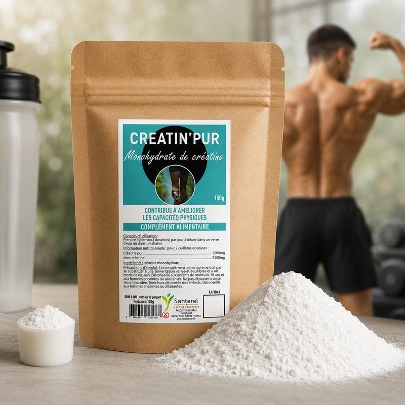 Creatin'PUR Créatine Monohydrate 150 g | Créatine pure en poudre - Santerel