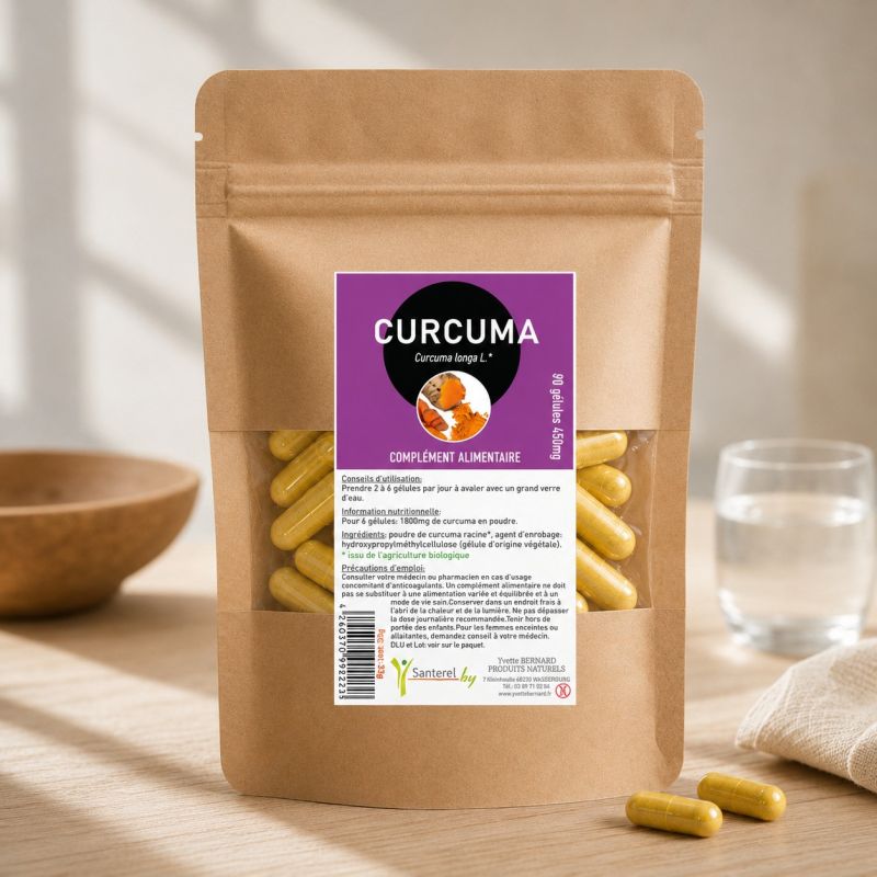 CURCUMA longa poudre* - 60 gélules 450mg - * issu de l'agriculture biologique - SANTEREL