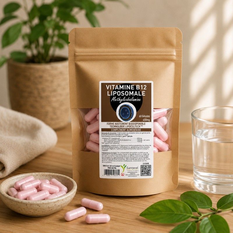 VITAMINE B12 LIPOSOMALE 60 gélules 450mg - Methylcobalamine, LipoCellTech - SANTEREL