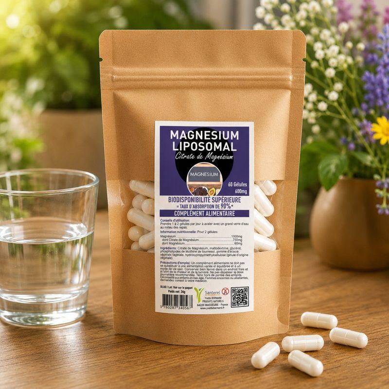 MAGNESIUM LIPOSOMAL 60 gélules 500mg - Citrate de Magnésium - SANTEREL