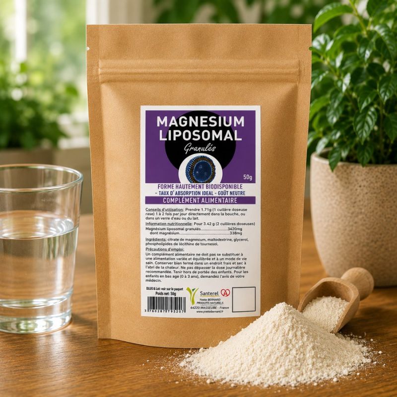 MAGNESIUM LIPOSOMAL GRANULÉS 50g - Citrate de Magnésium, Poudre à Diluer - SANTEREL